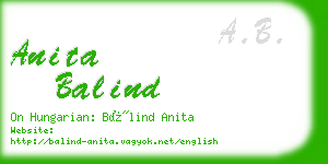 anita balind business card